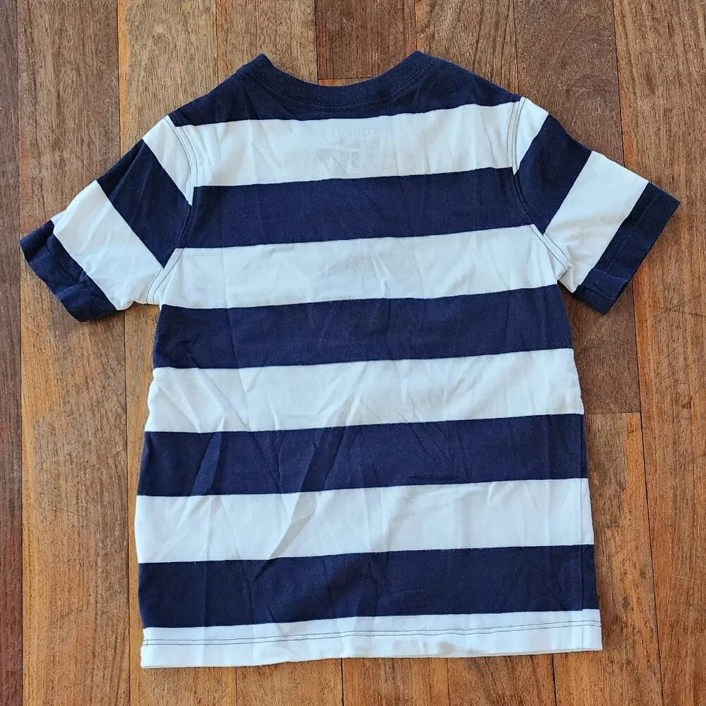 OshKosh B'gosh Toddler Cream/Navy Striped Henley Size 5T